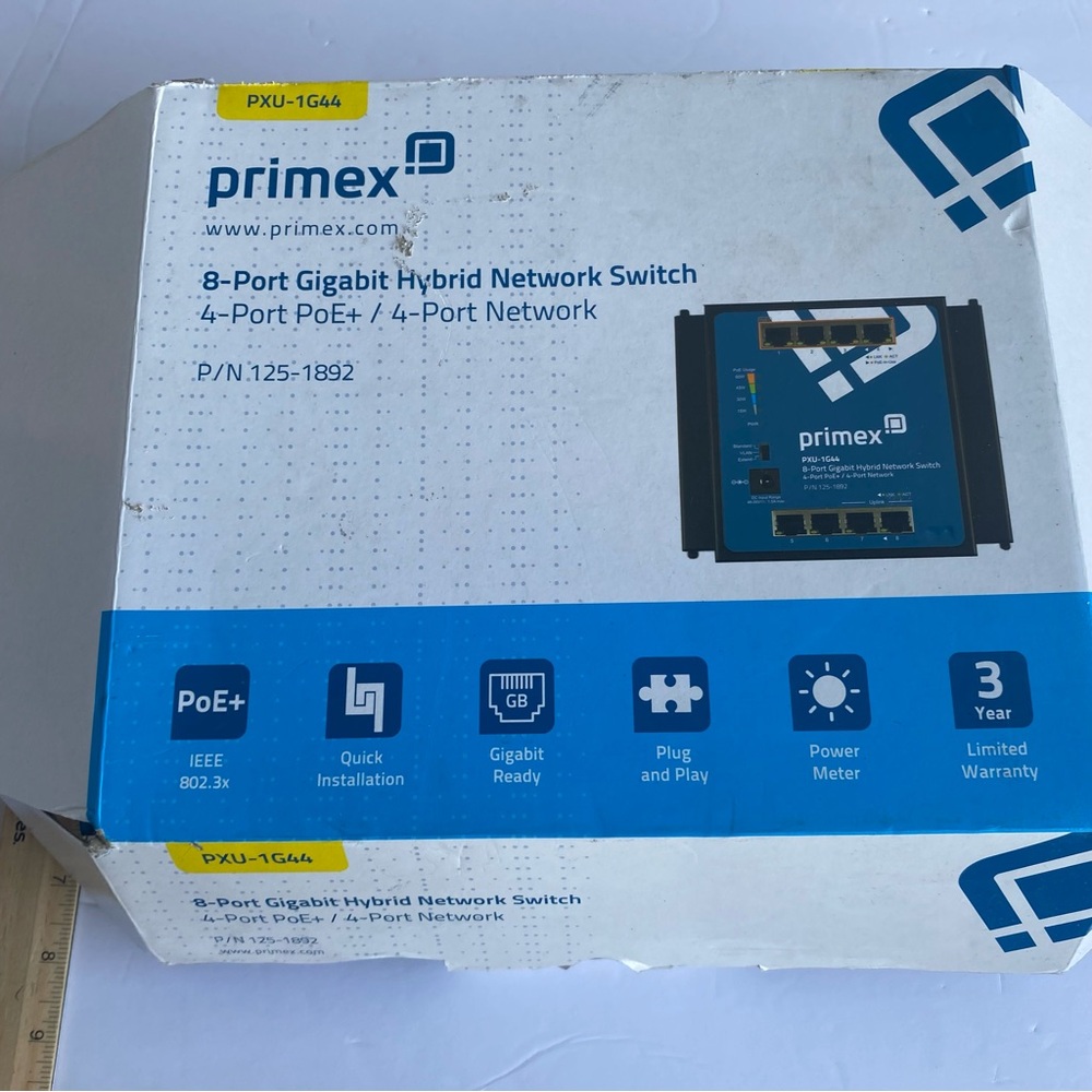 Blue 8-Port Gigabit Hybrid Network Switch
